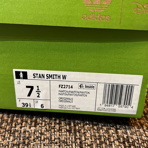 Adidas Disney Stan Smith Tinker Bell Shoes 7.5 - Picture 5 of 9